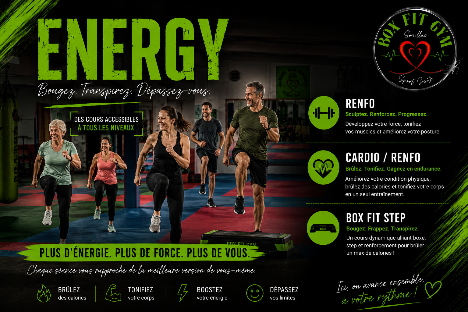 ENERGY — Renfo, Cardio/Renfo, Box Fit Step